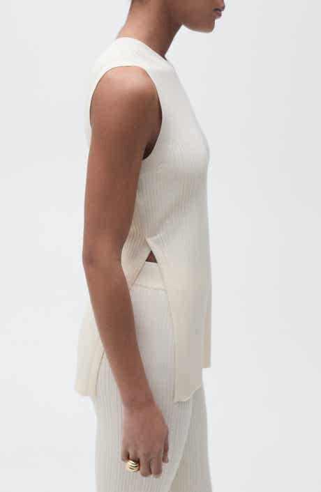 MANGO Sleeveless Side Slit Knit Tunic