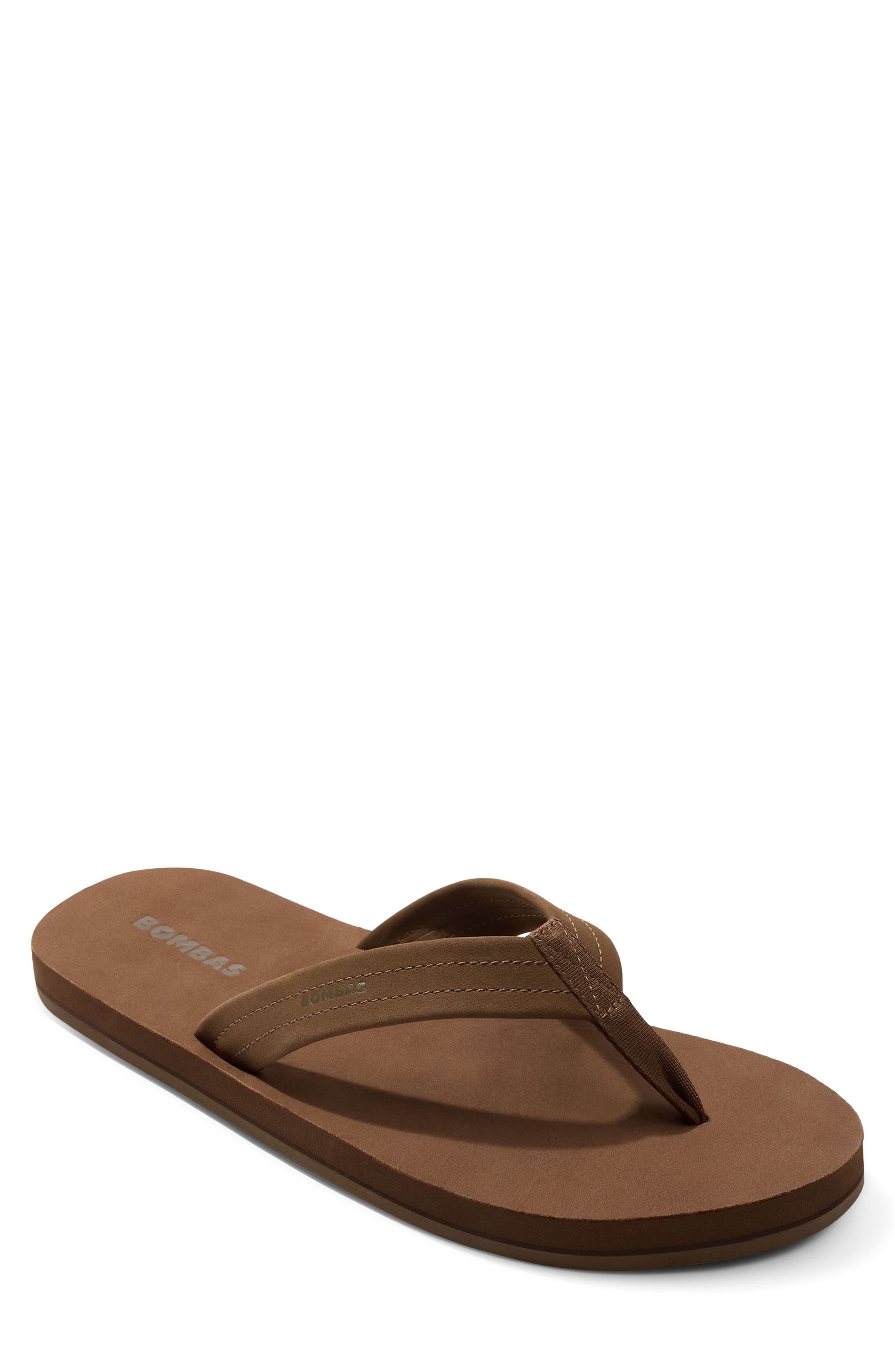 Sunrise Leather Flip Flop, Main, color, CAMEL BROWN
