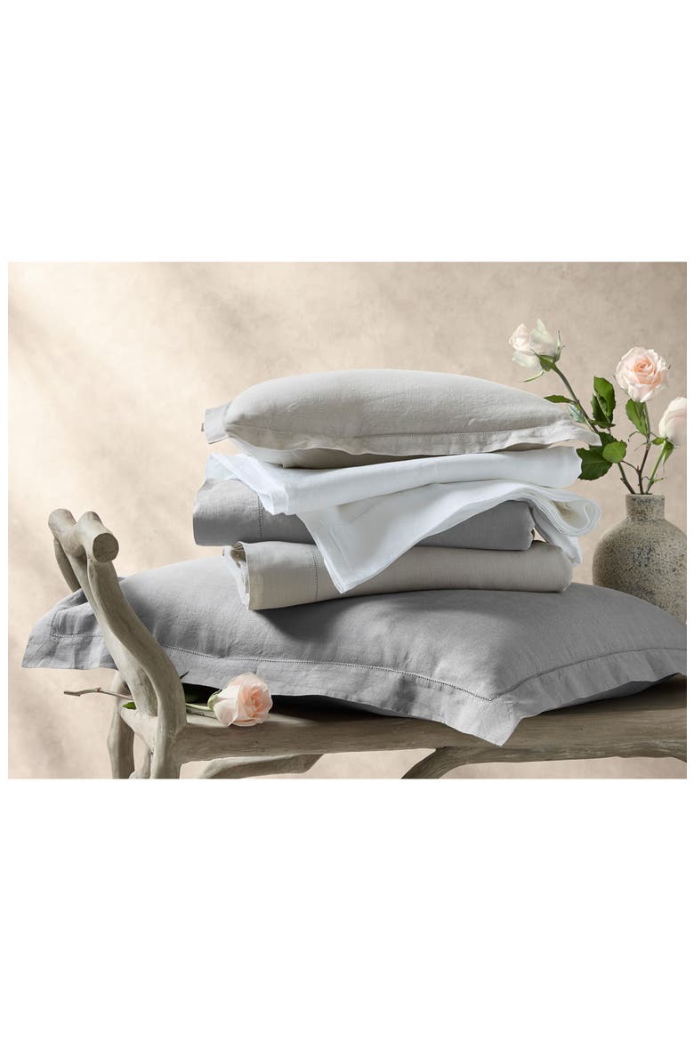 Roman Hemstitch Linen Flat Sheet, Alternate, color, WHITE