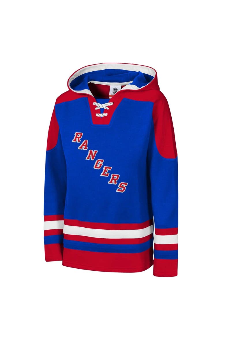 Youth Blue New York Rangers Ageless Must Have Home V-Neck Pullover Hoodie, Alternate, color, Blue