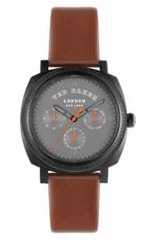Ted Baker London Caine Multifunction Leather Strap Watch, 42mm