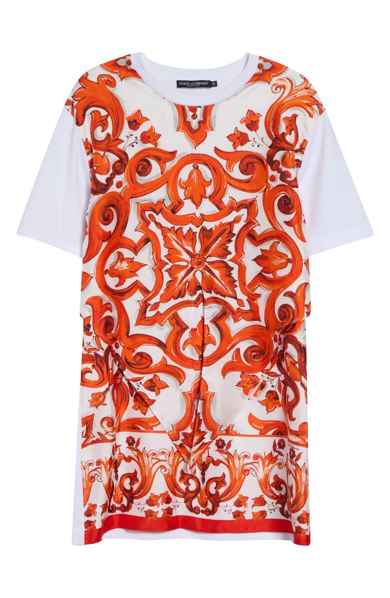 Dolce&Gabbana Majolica Cotton Jersey T-Shirt Dress, Main, color, S9000 Variante Abbinata
