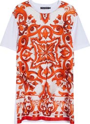 Dolce&Gabbana Majolica Cotton Jersey T-Shirt Dress