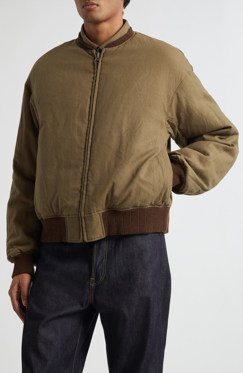 VISVIM Gunner Wool & Linen Bomber Jacket, Alternate, color, Olive
