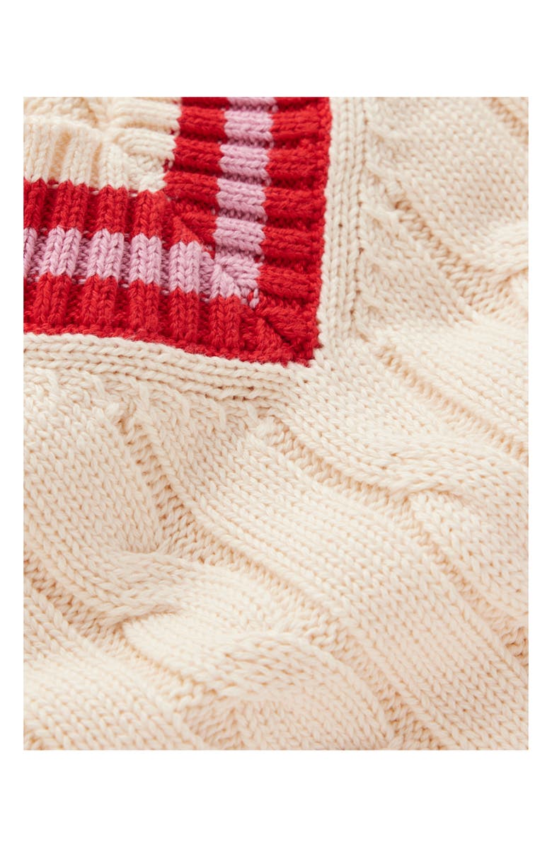 Boden Maeve Cable Stitch Cotton V-Neck Sweater, Alternate, color, 