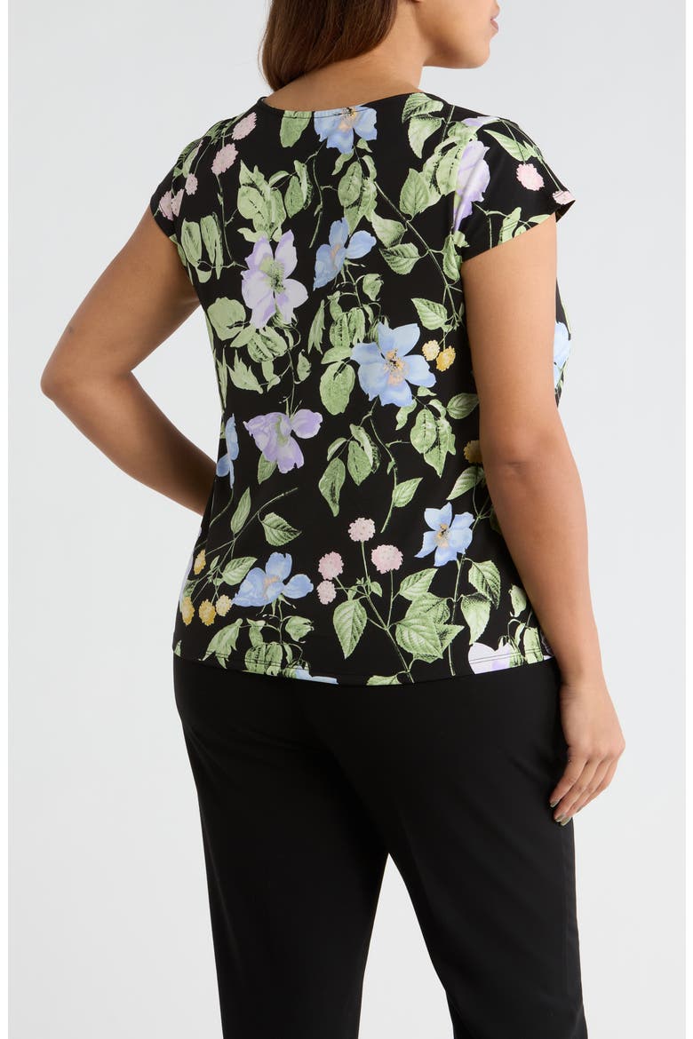 Cowl Neck Cap Sleeve Top, Alternate, color, BLACK MULTI