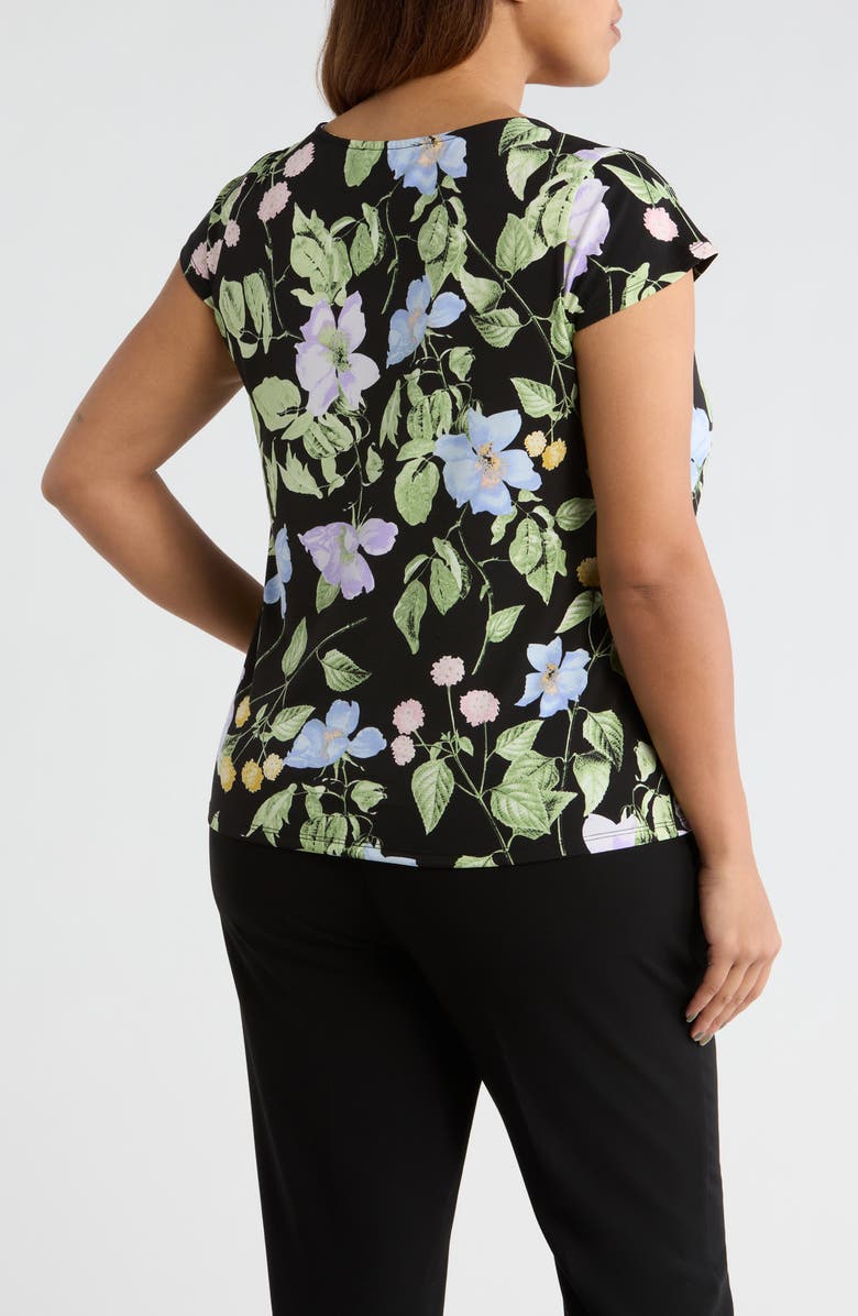 KASPER Cowl Neck Cap Sleeve Top, Alternate, color, Black Multi