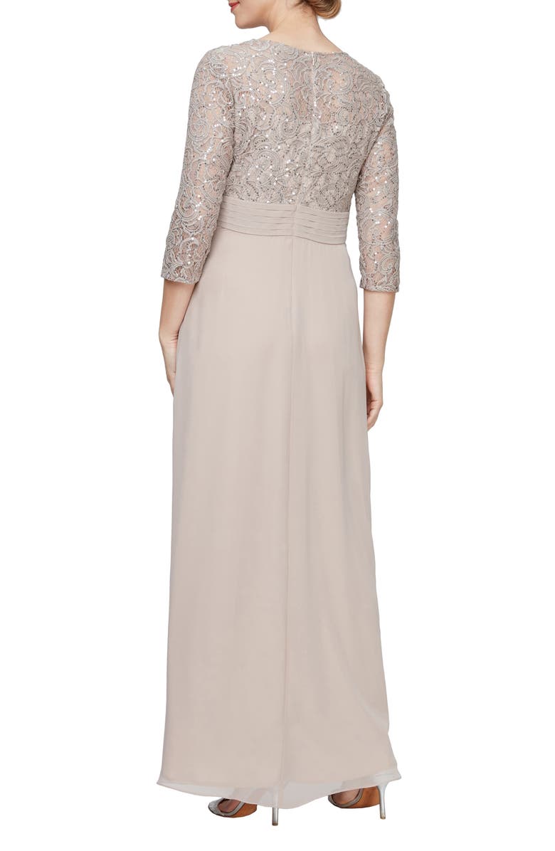 Alex Evenings Sequin & Lace Empire Waist Gown, Alternate, color, 