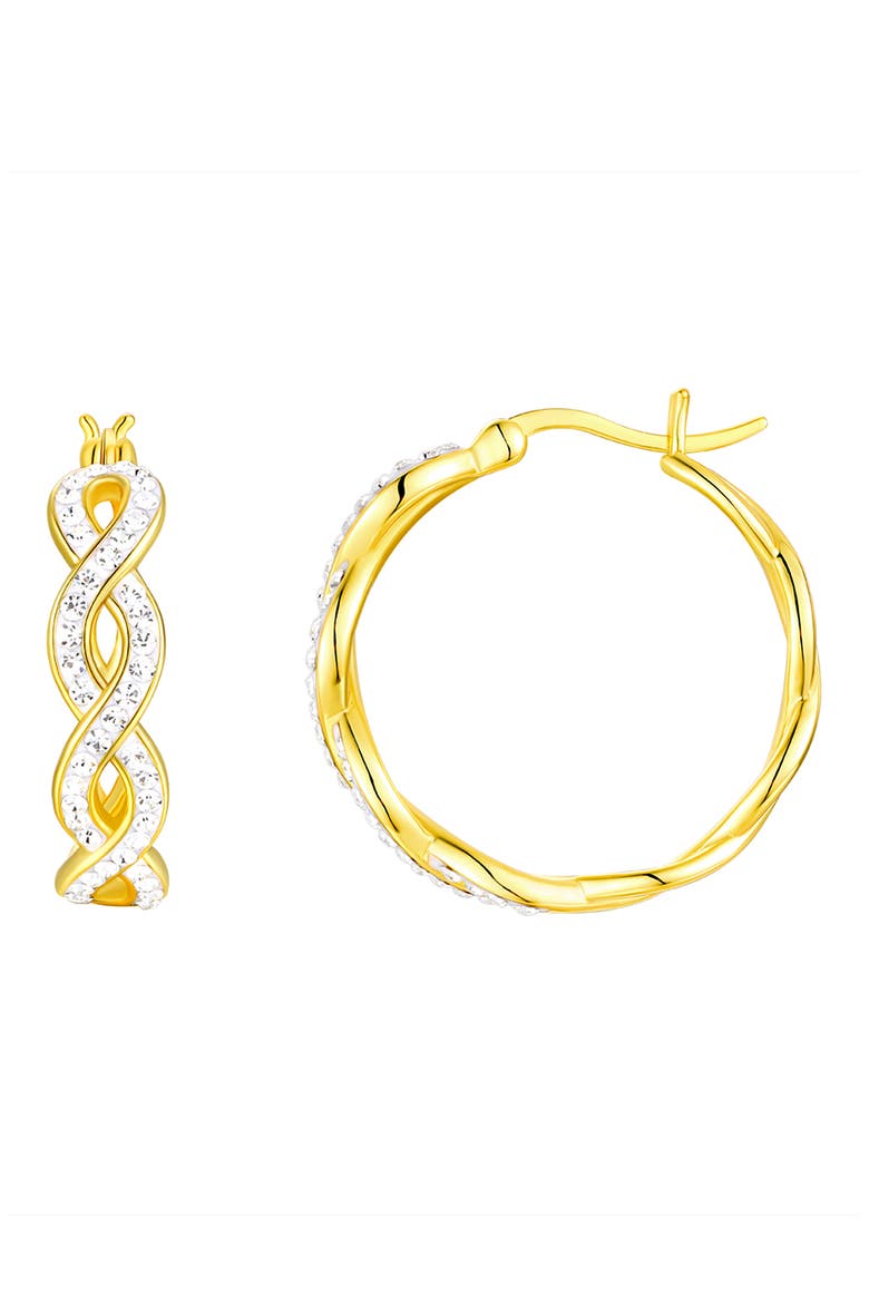 Crystal Twist Hoop Earrings, Main, color, GOLD PLATED
