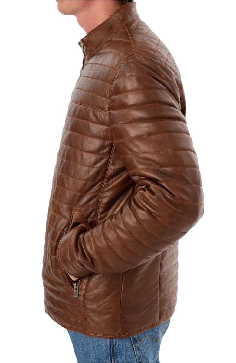 REGENCY Leather Channel Quilt Jacket, Alternate, color, Cognac
