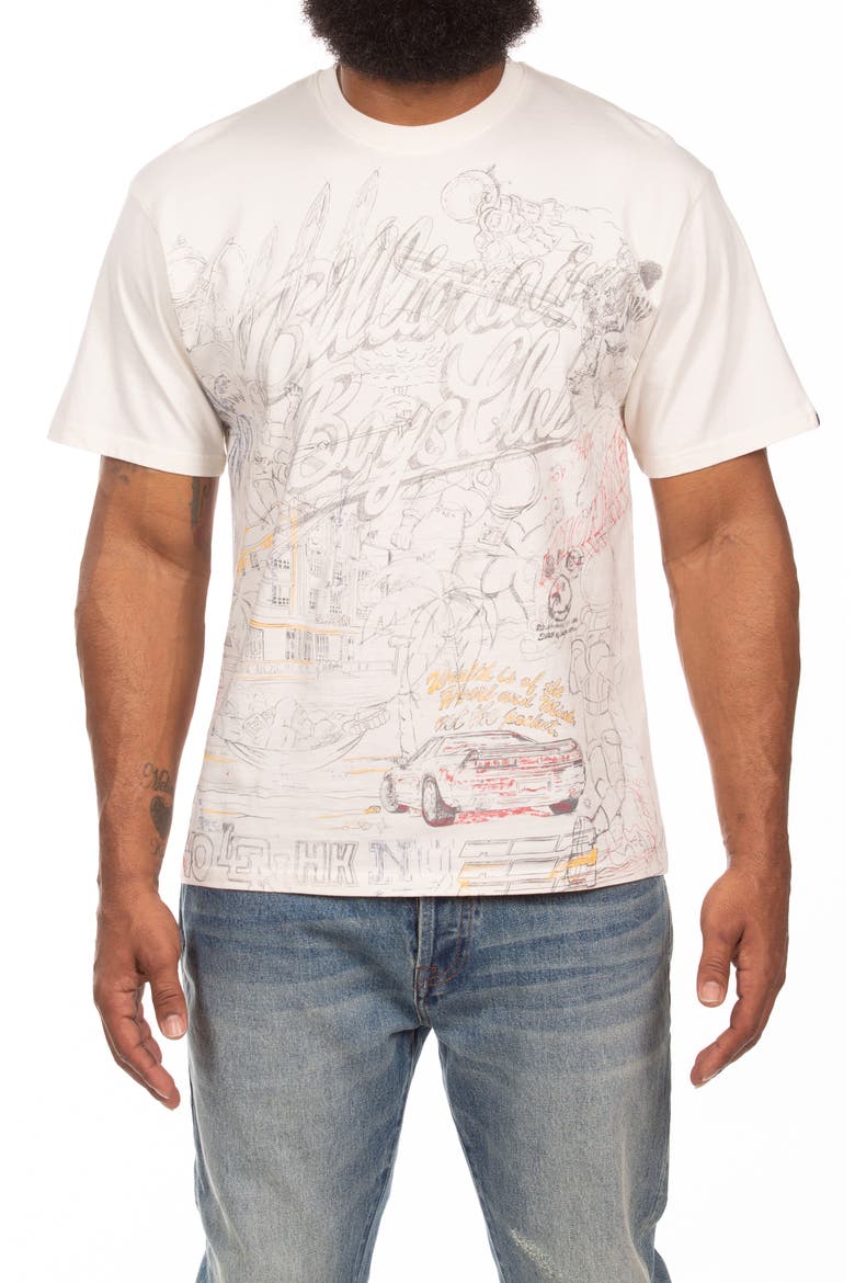Sketch Graphic T-Shirt, Main, color, GARDENIA