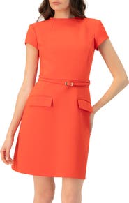 IVONNE Short Sleeve High Neck Dress adn Belt