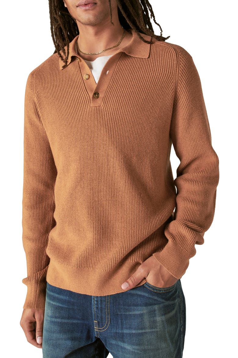 Cloud Soft Rib Cotton Blend Polo Sweater, Main, color, THRUSH