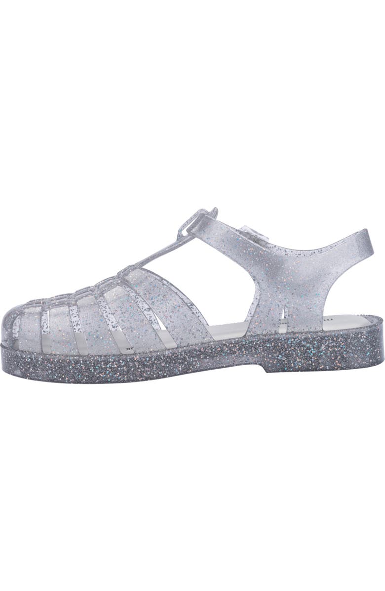 Mini Melissa Kids' Mini Posession Jelly Fisherman Sandal, Alternate, color, Glitter Clear Silver