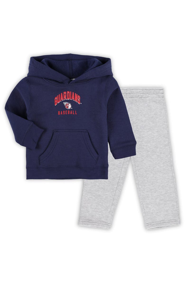 Outerstuff Infant Navy/Heather Gray Cleveland Guardians Play by Play Pullover Hoodie & Pants Set, Main, color, Navy