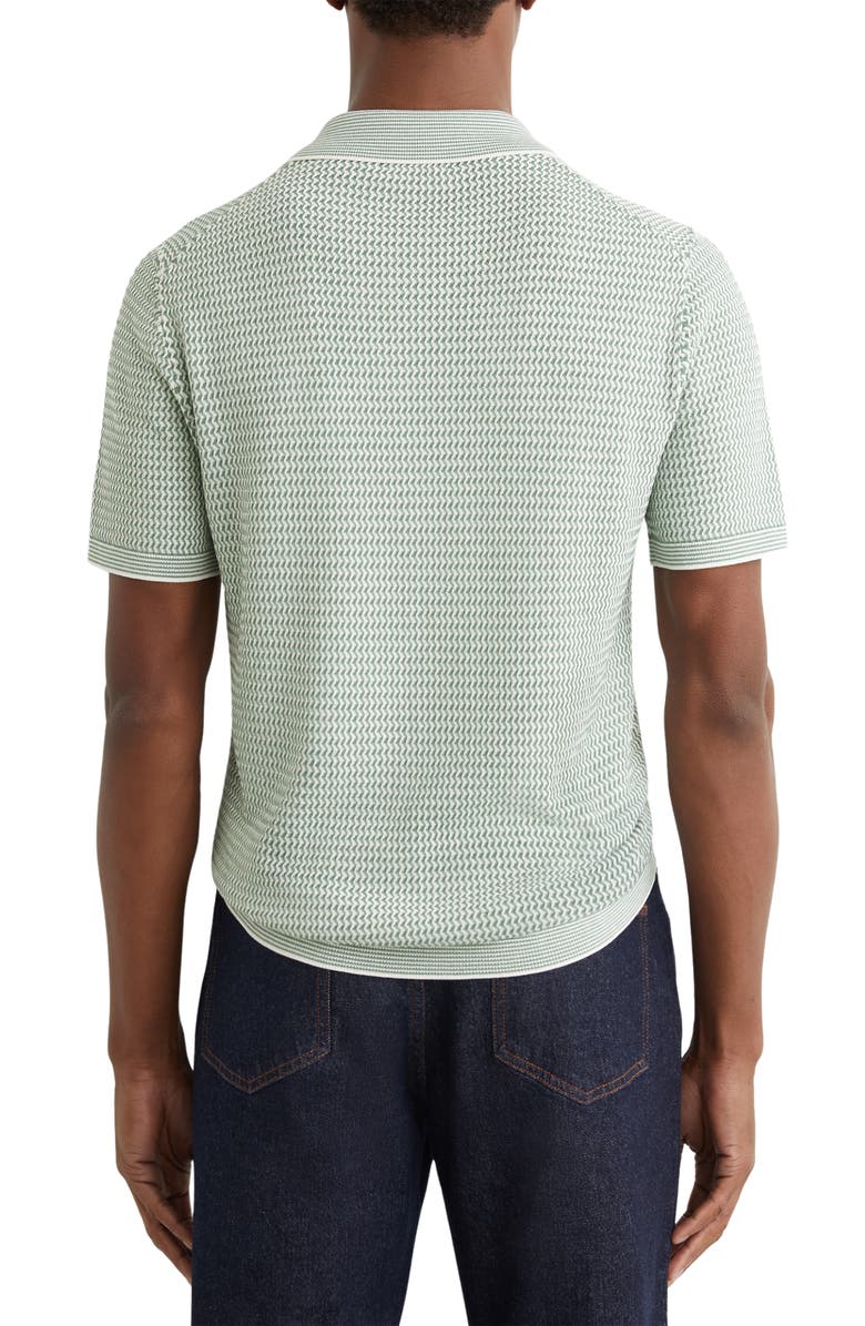 Reiss Brink Textured Stitch Quarter Zip Polo, Alternate, color, Soft Sage Green