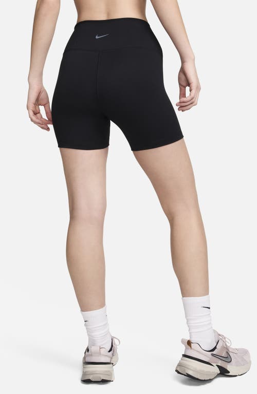 Shop Nike One Elemental Dri-fit High Waist Bike Shorts In Black/black