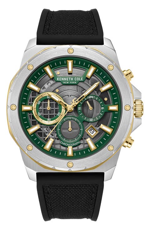 The Hollis Chronograph Mixed Media Strap Watch, 45mm