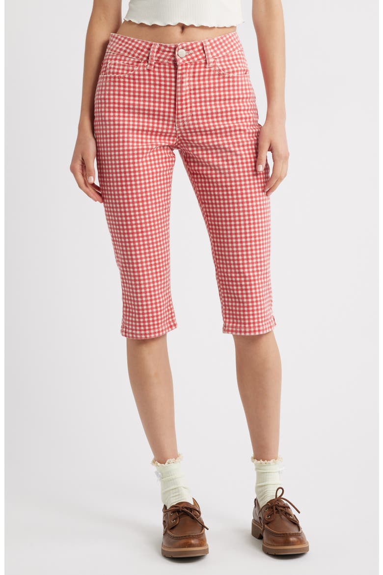 Gingham Capri Jeans, Main, color, RED