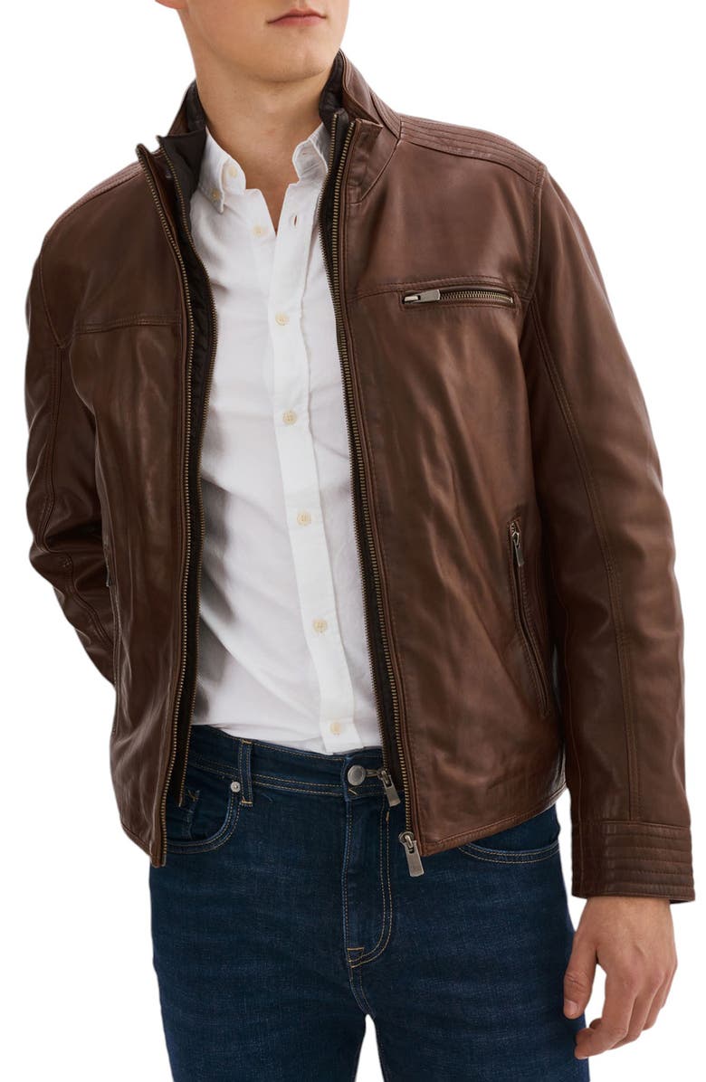 REGENCY Lambskin Leather Jacket, Alternate, color, Brown