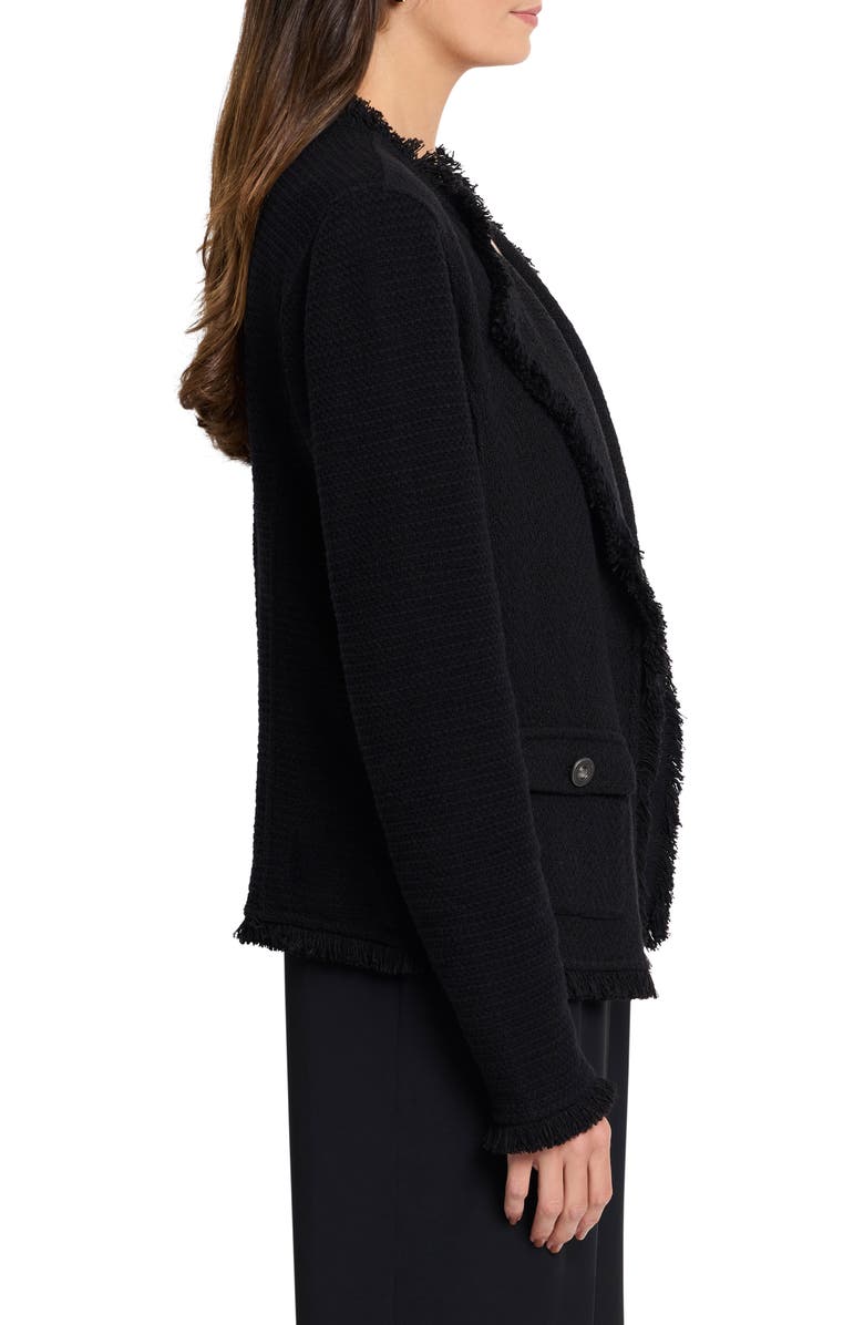 NIC+ZOE Fringe Knit Blazer, Alternate, color, Black Onyx