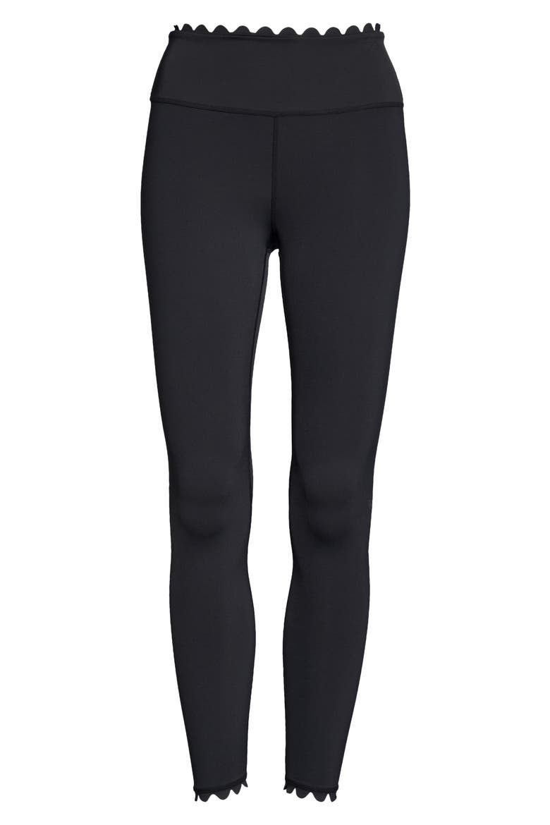 Scallop Active High Waist Leggings, Alternate, color, JET BLACK