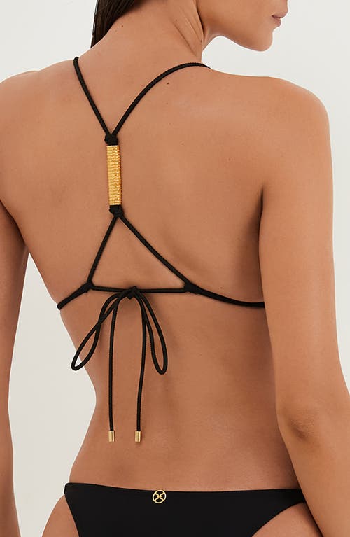 Vix Paula Hermanny Stacy T-back Beaded Triangle Bikini Top In Black