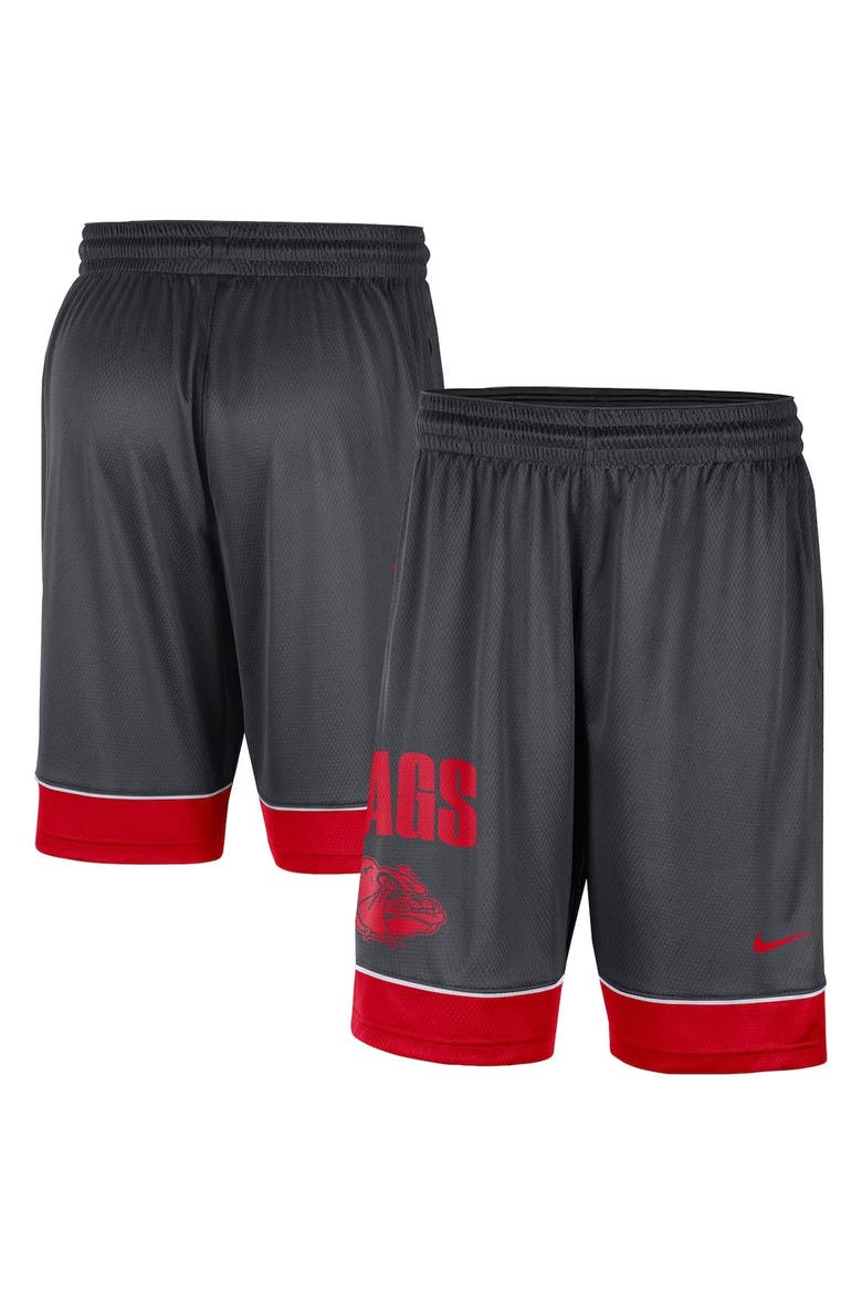 Men's Nike Charcoal/Red Gonzaga Bulldogs Performance Fast Break Shorts, Main, color, Charcoal