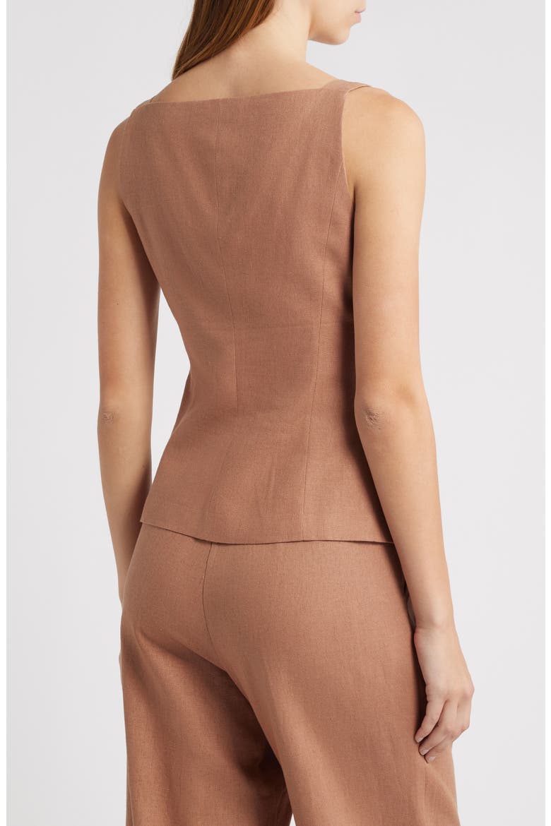 Naomi Linen Blend Vest, Alternate, color, MOCHA