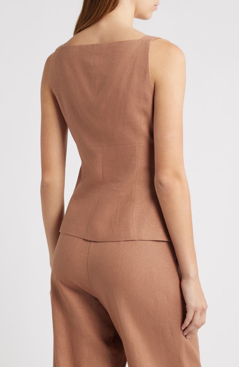 WAYF Naomi Linen Blend Vest, Alternate, color, Mocha