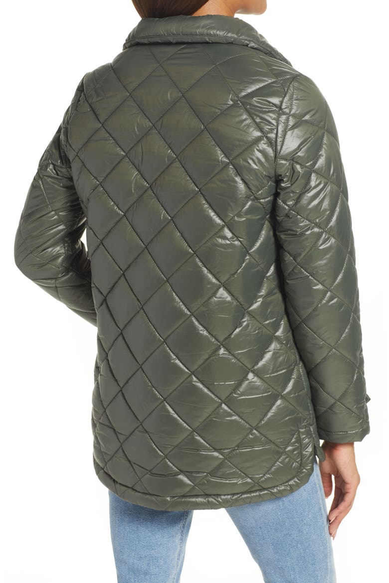Water Repellent Diamond Quilted Jacket with Removable Hood, Alternate, color, LODEN