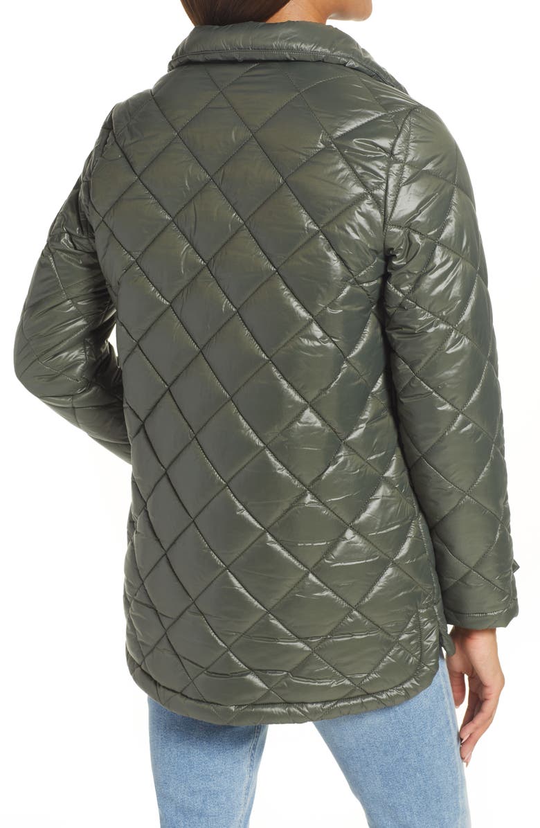 Sam Edelman Water Repellent Diamond Quilted Jacket with Removable Hood, Alternate, color, Loden