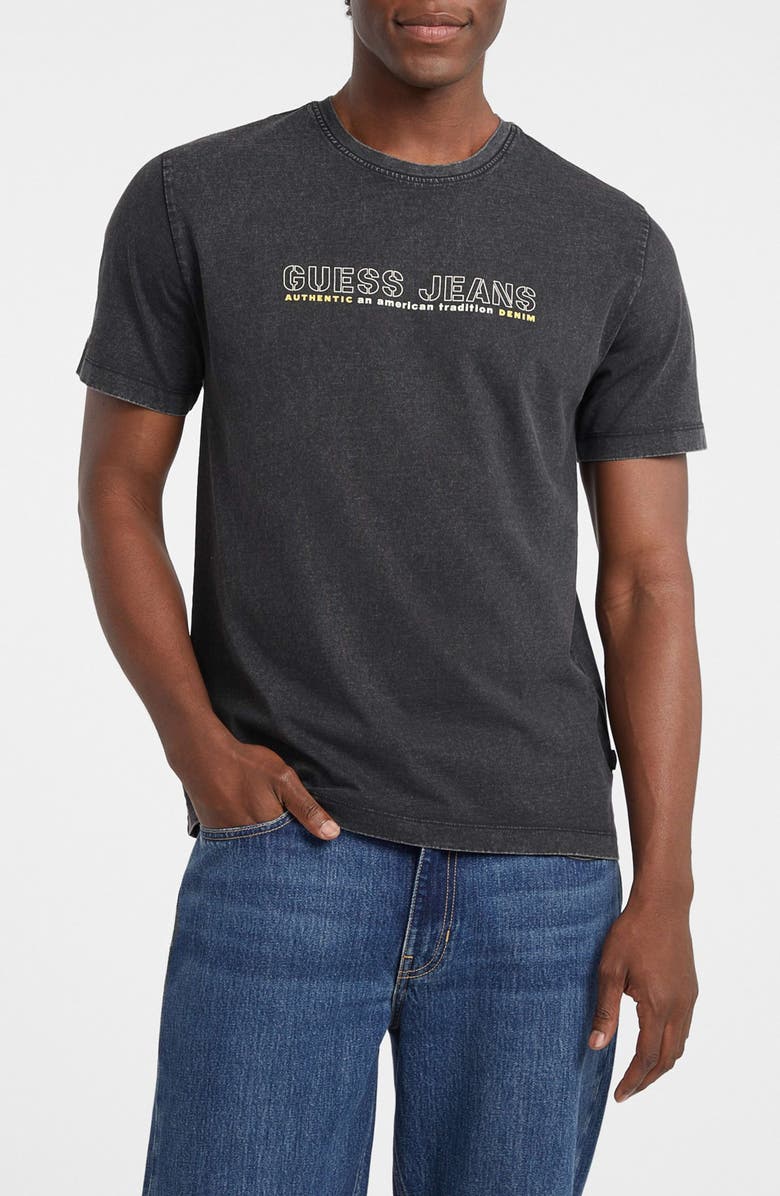 GUESS JEANS Outline Logo Graphic T-Shirt, Main, color, Black