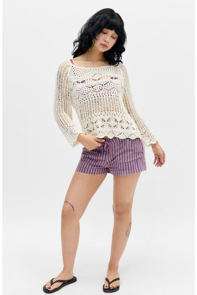 Cohen Crochet Sweater, Alternate, color, CREAM