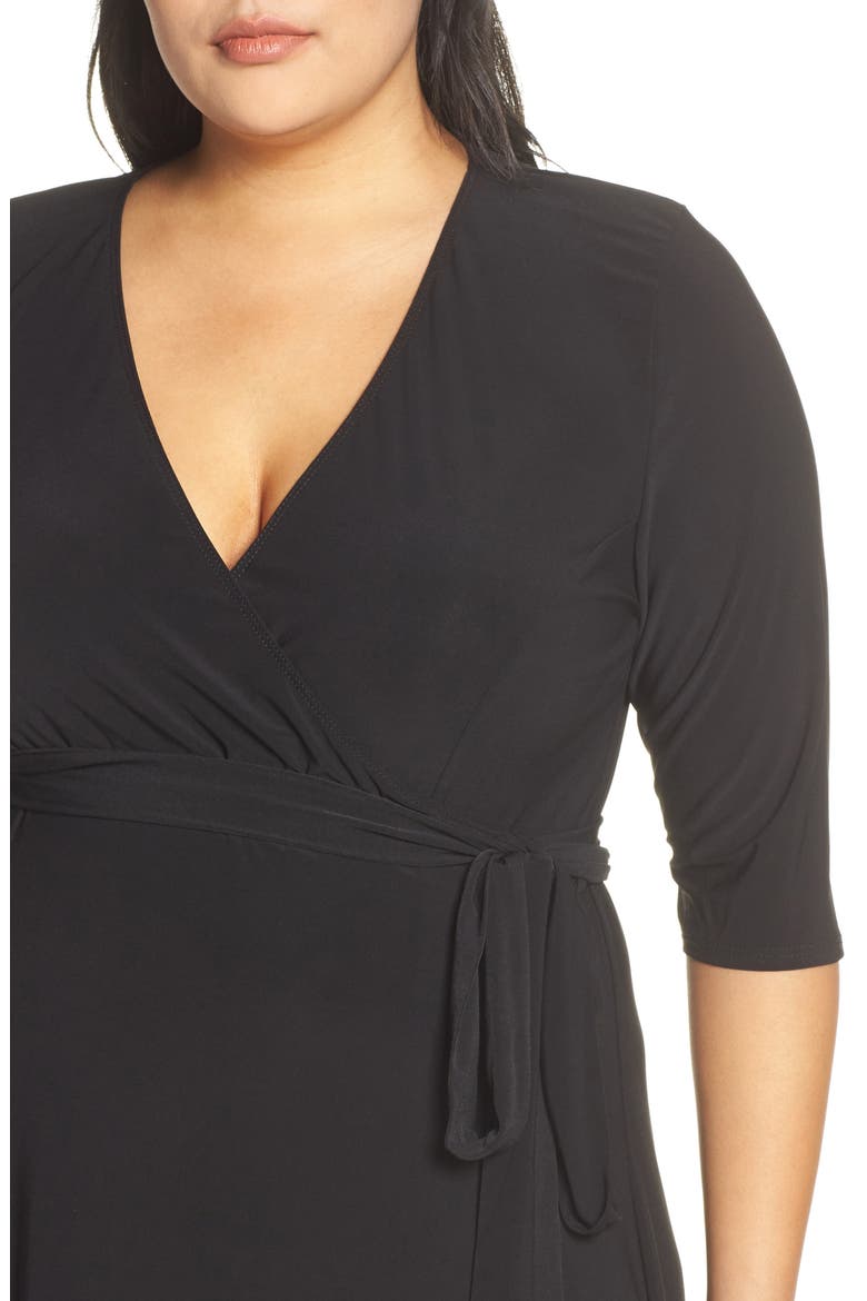 Essential Wrap Dress, Alternate, color, BLACK NOIR