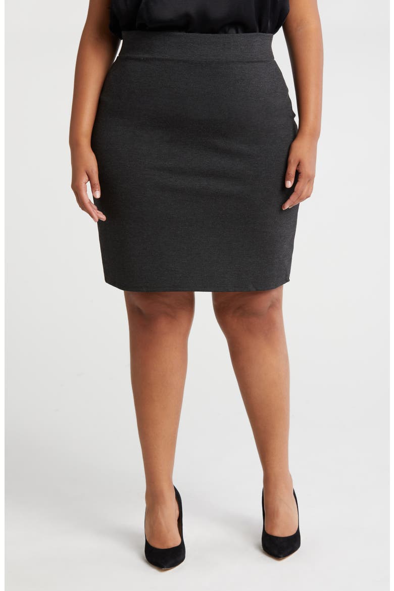 Solid Color Elastic Waist Stretch Skirt, Main, color, CHARCOAL
