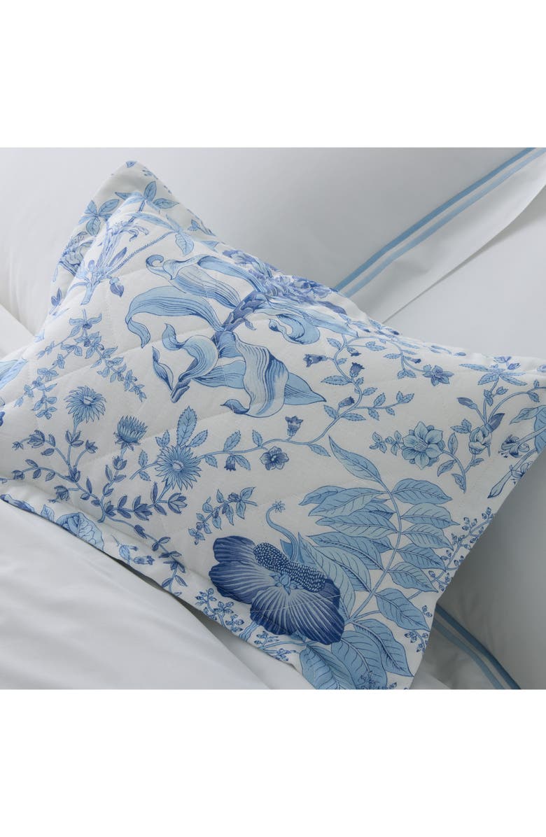 Matouk Pomegranate Linen Quilted Sham, Alternate, color, Porcelain Blue