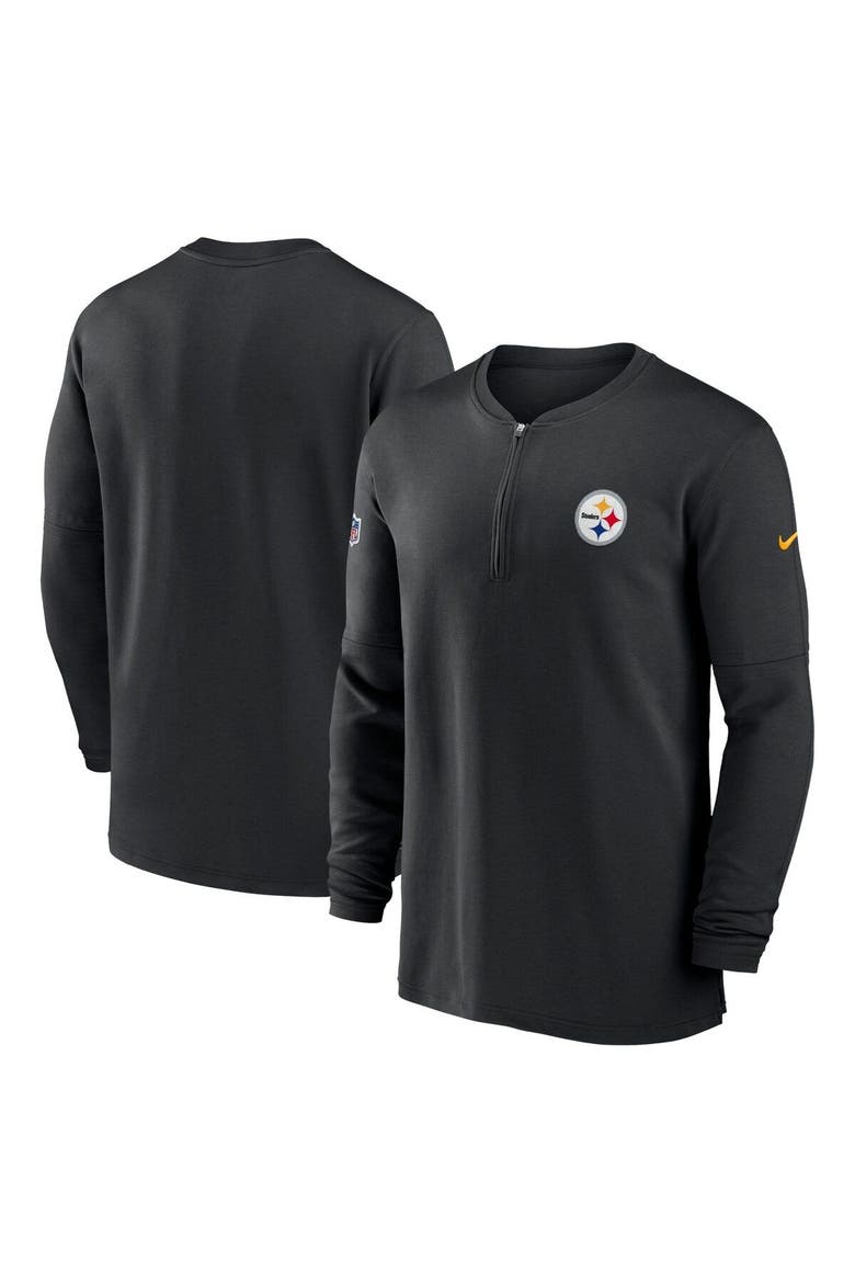 Men's Nike  Black Pittsburgh Steelers 2023 Sideline Performance Long Sleeve Tri-Blend Quarter-Zip Top, Main, color, Black