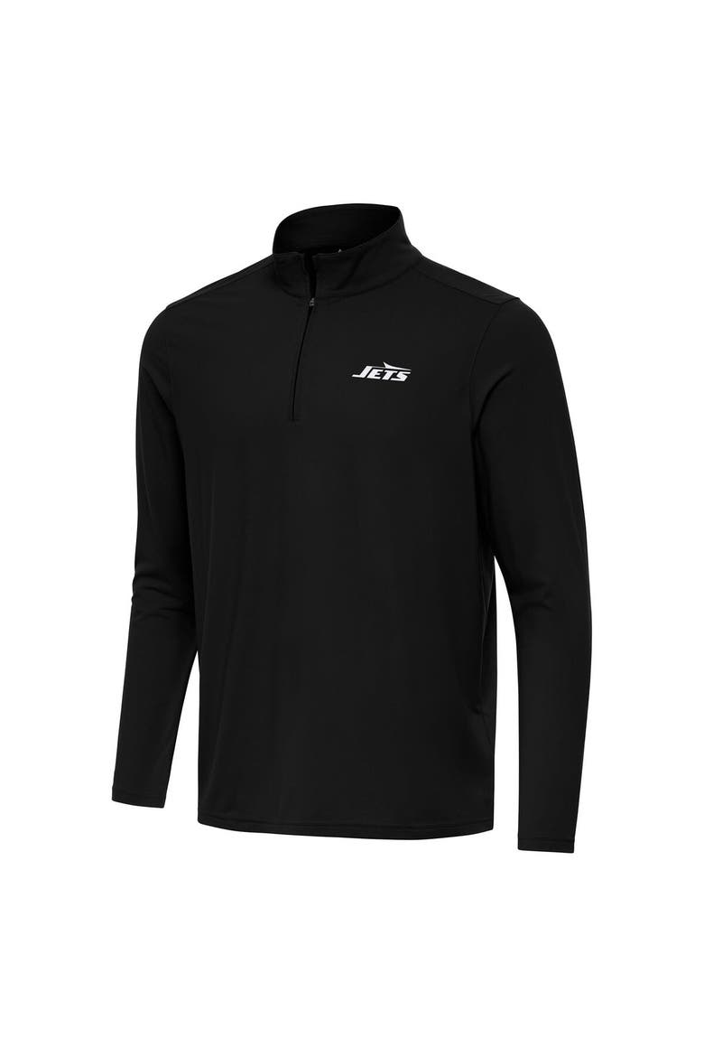 Men's Antigua Black New York Jets Intent Quarter-Zip Pullover Top, Alternate, color, Black