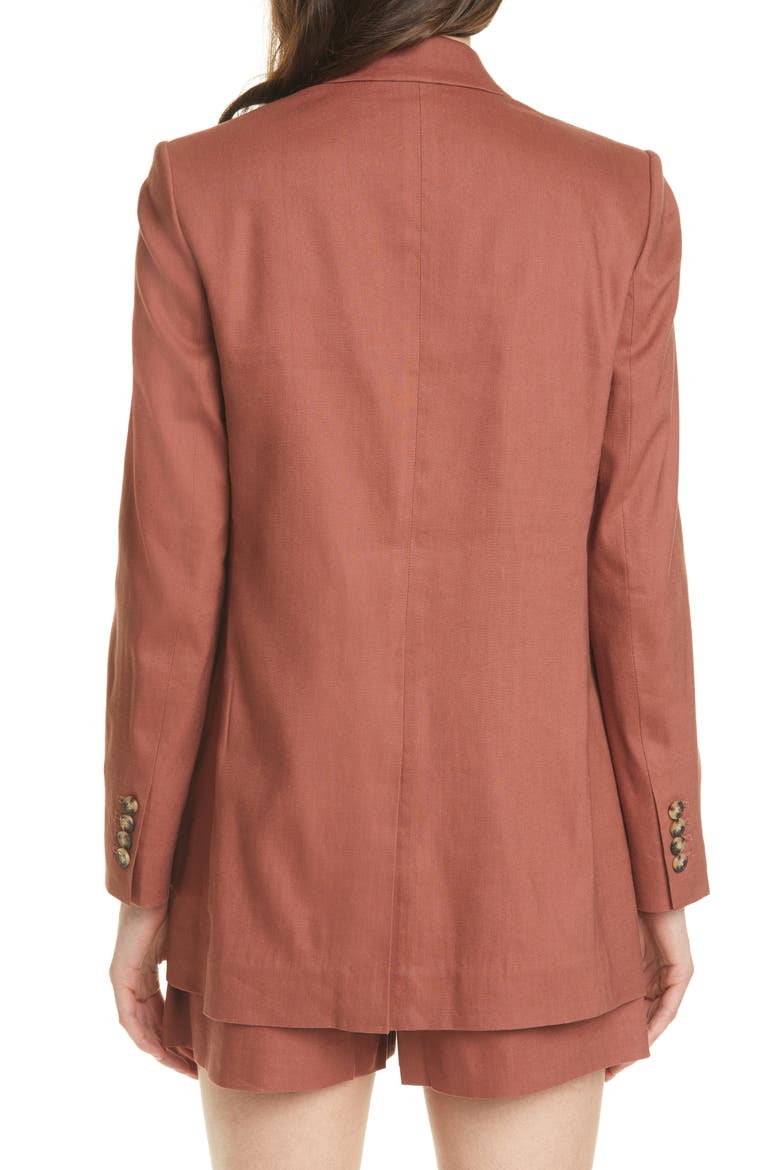 Linen Blend Blazer, Alternate, color, RUST