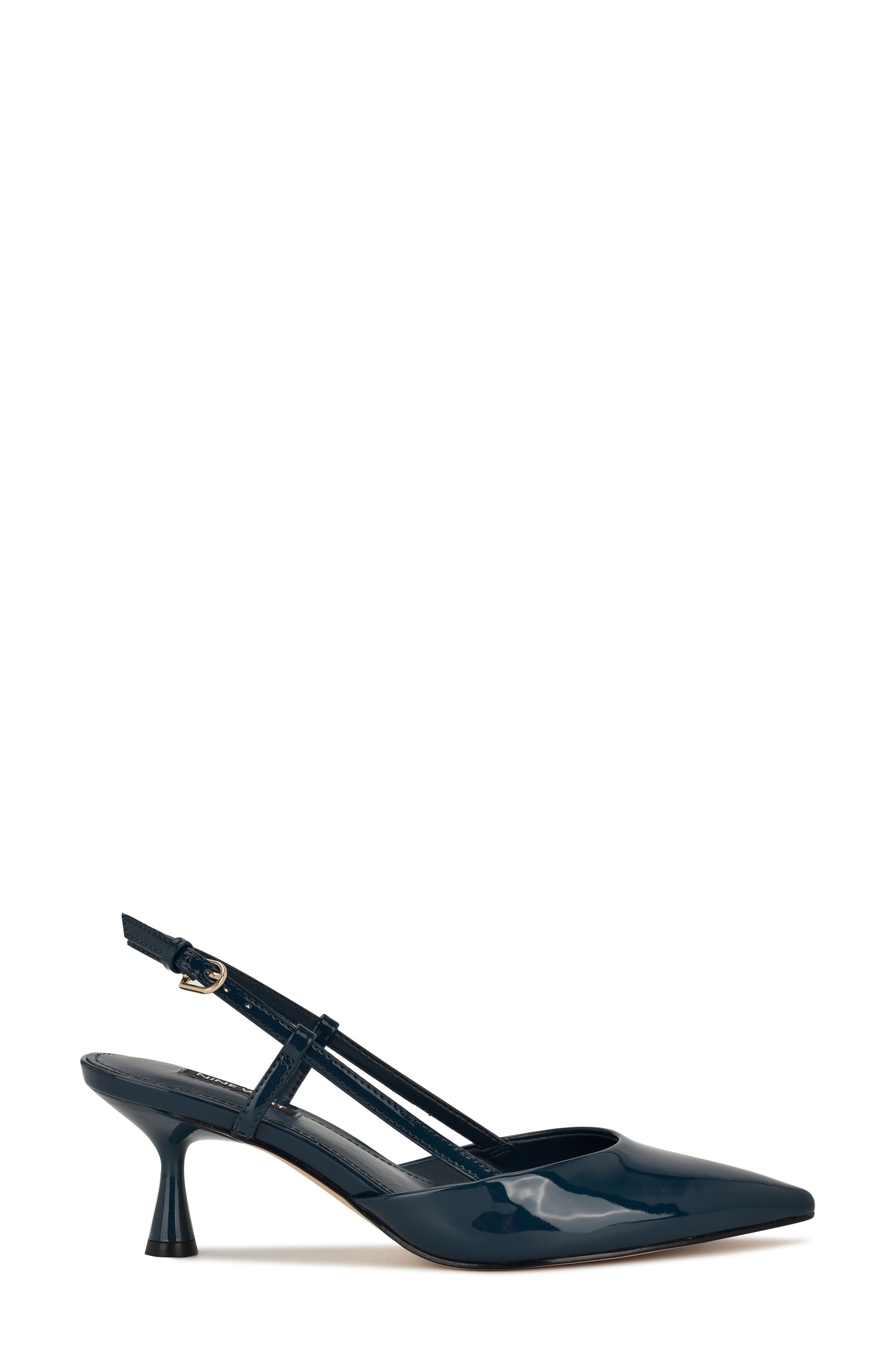Rhonda Slingback Pointed Toe Kitten Heel Pump, Alternate, color, DARK BLUE