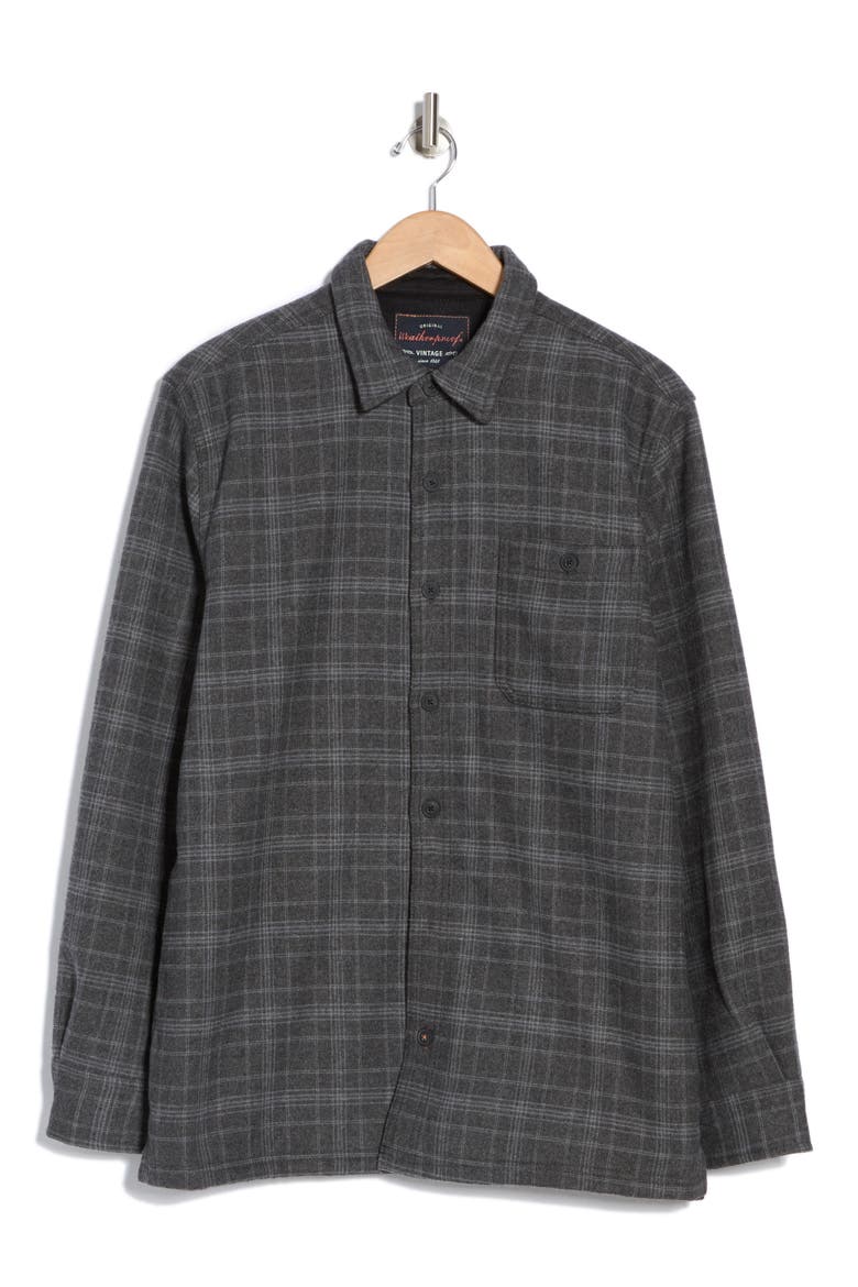 Plaid Flannel Fleece Bonded Shirt Jacket, Alternate, color, AFTER DARK