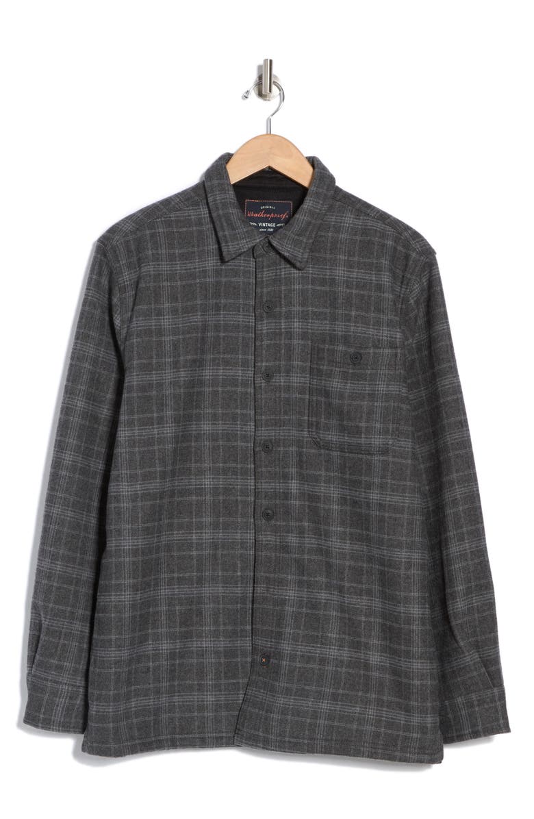 Weatherproof<sup>®</sup> Plaid Flannel Fleece Bonded Shirt Jacket, Alternate, color, After Dark