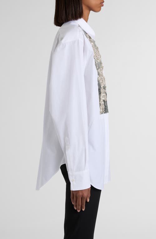 Alexander Mcqueen Mcqueen Banshee Embroidery Cotton Poplin Button-up Shirt In White