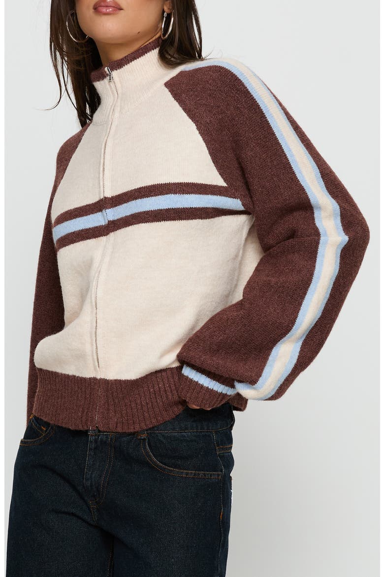 Lexanne Stripe Mock Neck Zip Sweater, Alternate, color, CREAM MULTI