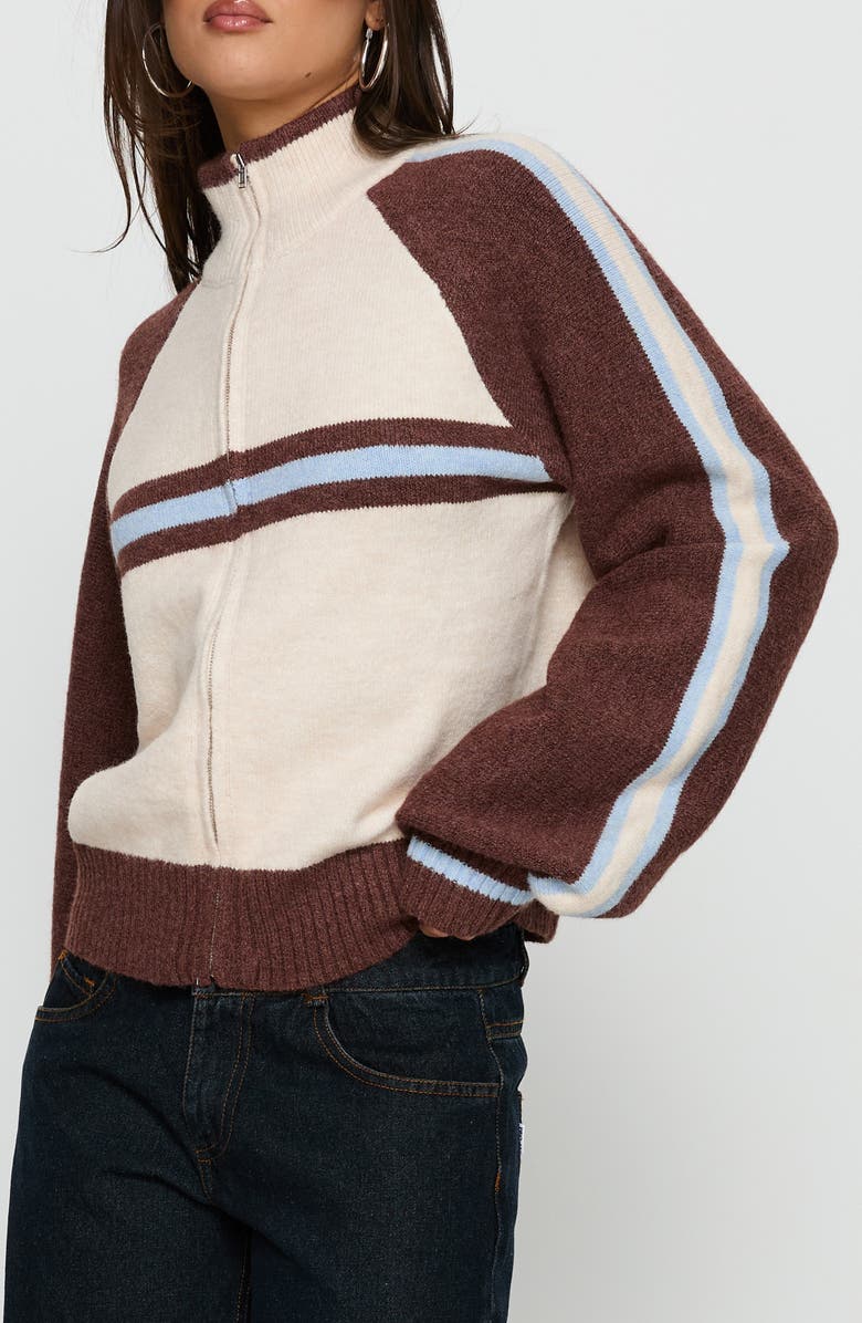 Princess Polly Lexanne Stripe Mock Neck Zip Sweater, Alternate, color, 