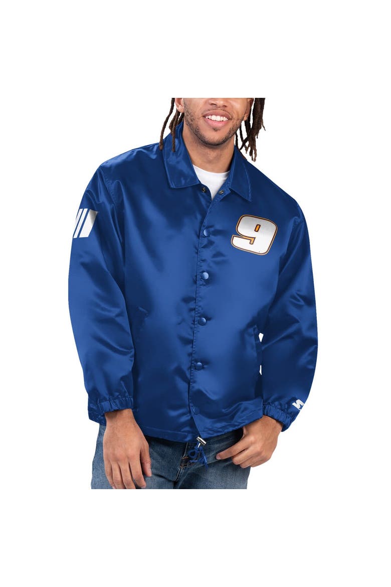 Men's Starter Royal Chase Elliott Option Route Full-Snap Coaches Jacket, Main, color, Royal