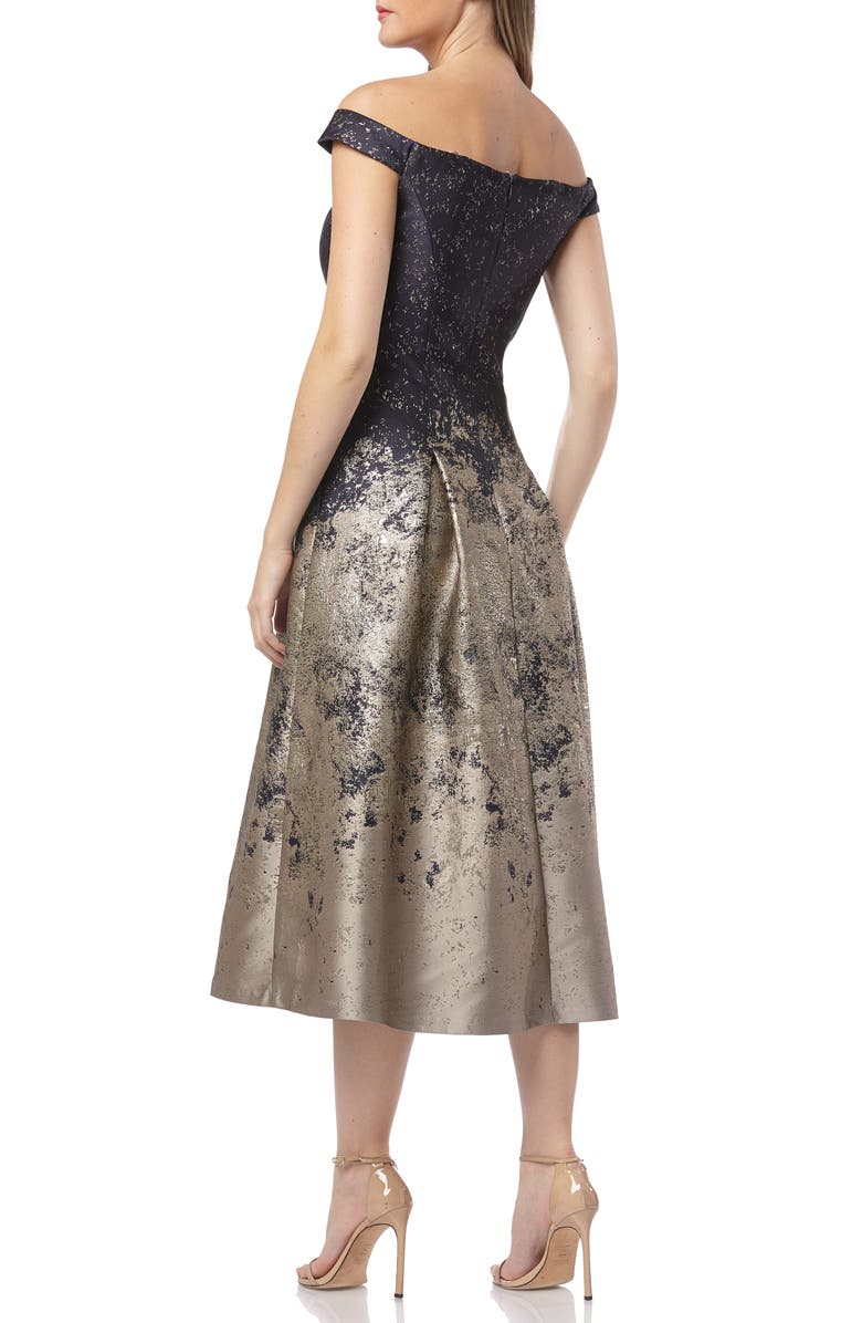 Kay Unger Off the Shoulder Tea Length Dress, Alternate, color,