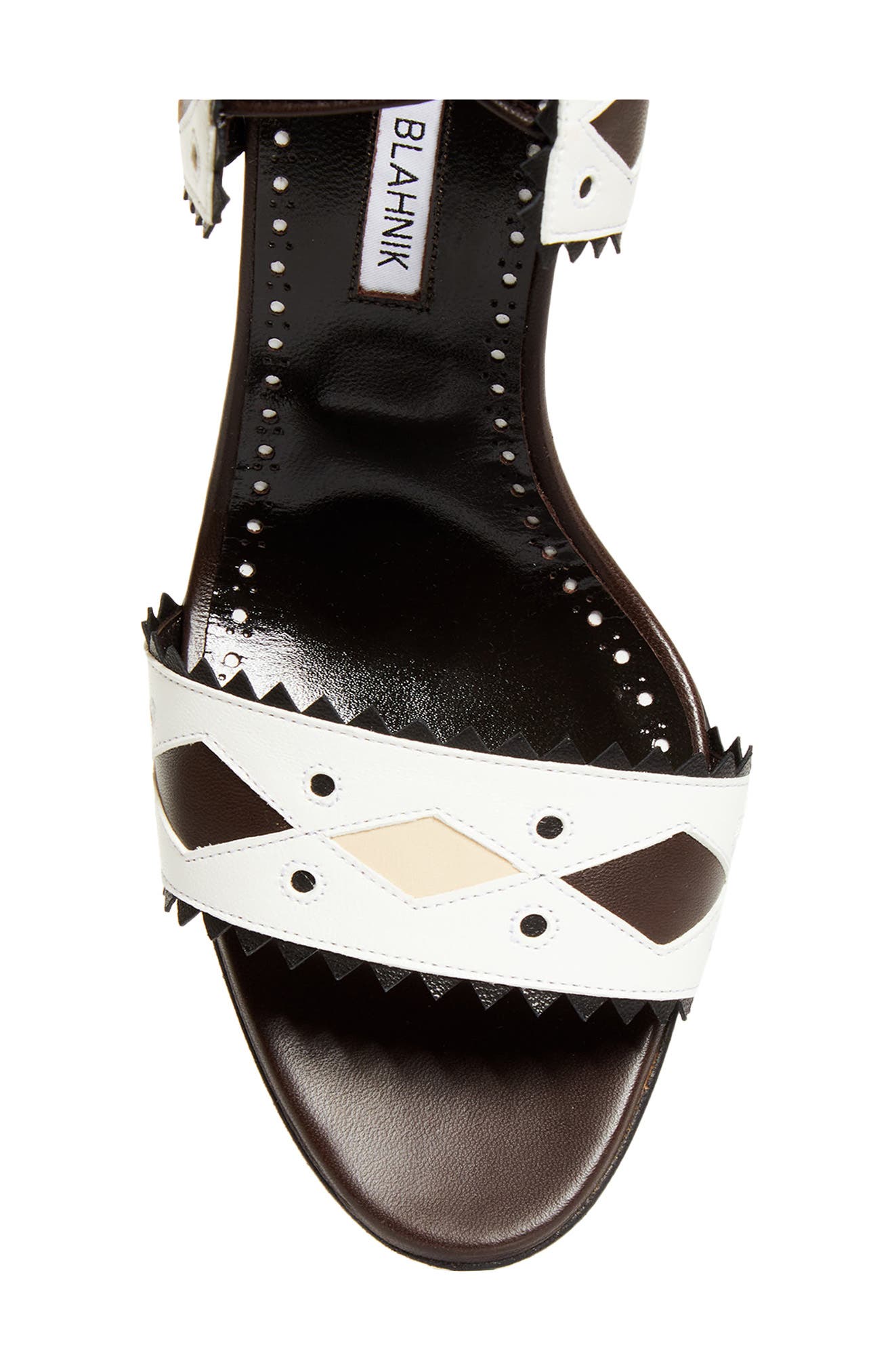 Manolo Blahnik Renti Ankle Tie Sandal, Alternate, color, Dark Brown/ White