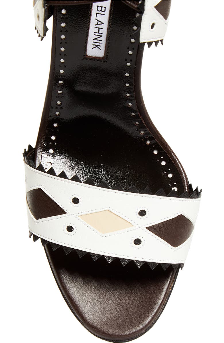 Manolo Blahnik Renti Ankle Tie Sandal, Alternate, color, Dark Brown/ White